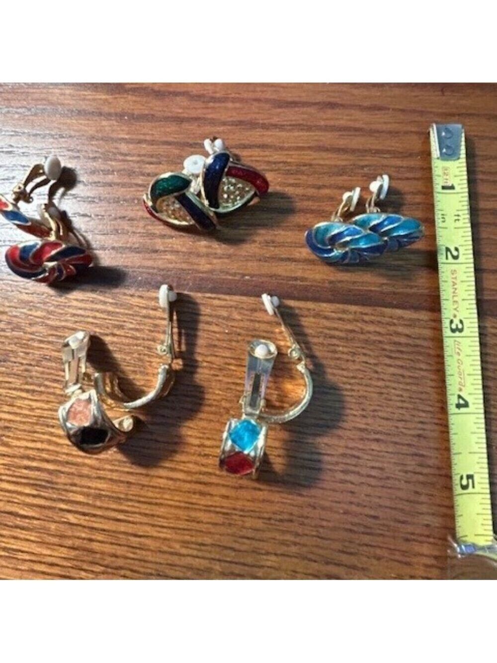 5 Pair of beautiful, colorful, clip earrings - Picture 8 of 10